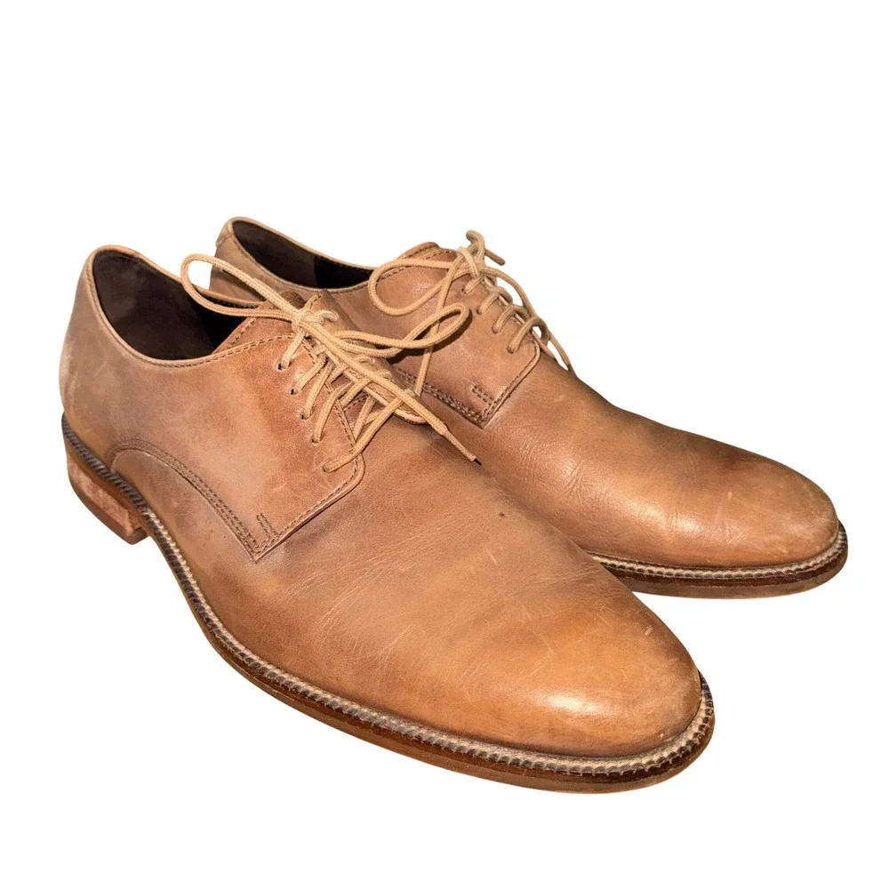 Cole Haan Derby Shoes Mens 8.5 Pre-Owned Dress Shoes Tan Leather Lace Up C11434